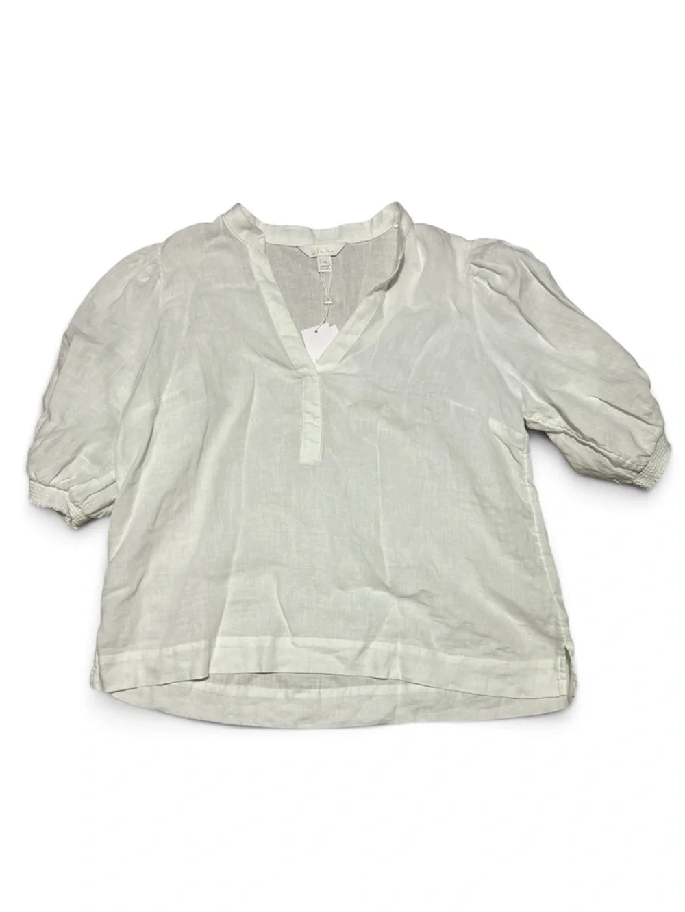 Lilly Pulitzer Mialeigh Elbow Sleeve Linen Top | Resort White | Size 16 | NWT